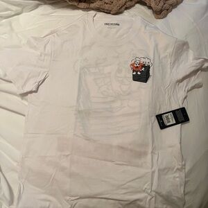 True Religion White Tee with Orange Graphic
